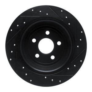 Ford Fusion Brake Rotor (1) - Rear Left - R1 Concepts - Drilled & Slotted - Black - `15-`24
